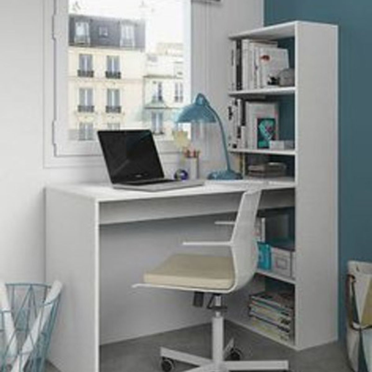 GENERICO - Escritorio Moderno Rosmery con Estantes Blanco R&R MUEBLES