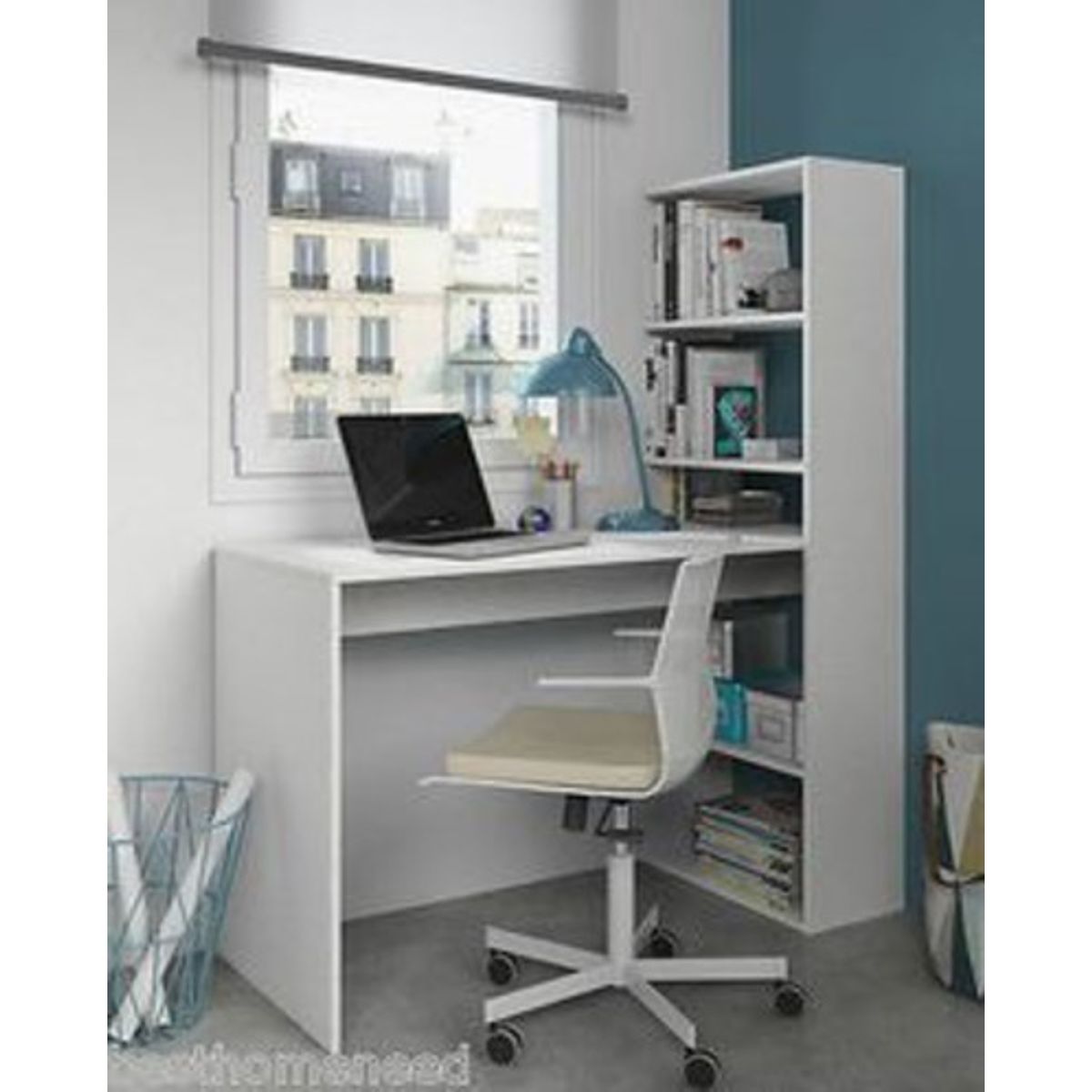 GENERICO - Escritorio Moderno Rosmery con Estantes Blanco R&R MUEBLES