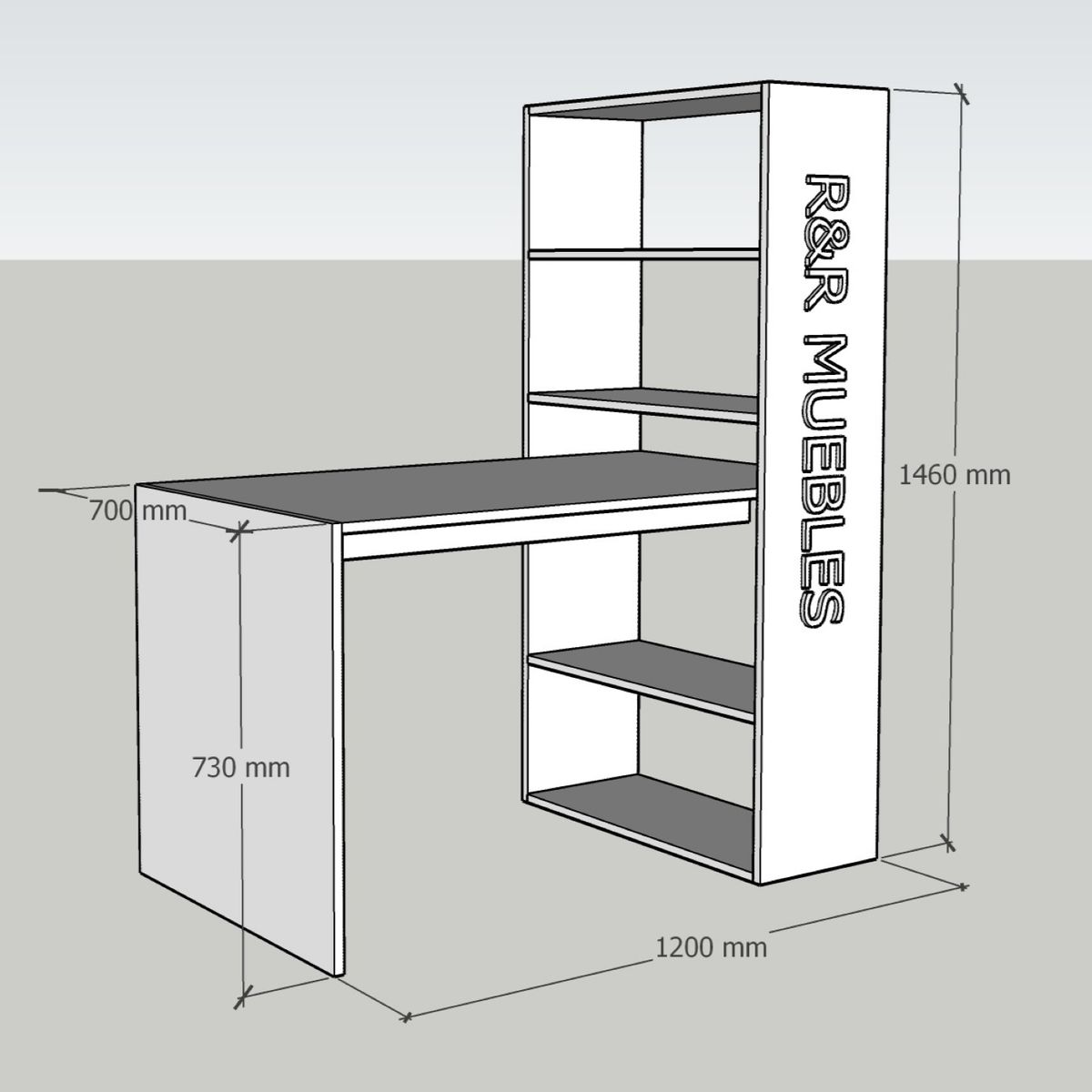 GENERICO - Escritorio Moderno Rosmery con Estantes Blanco R&R MUEBLES
