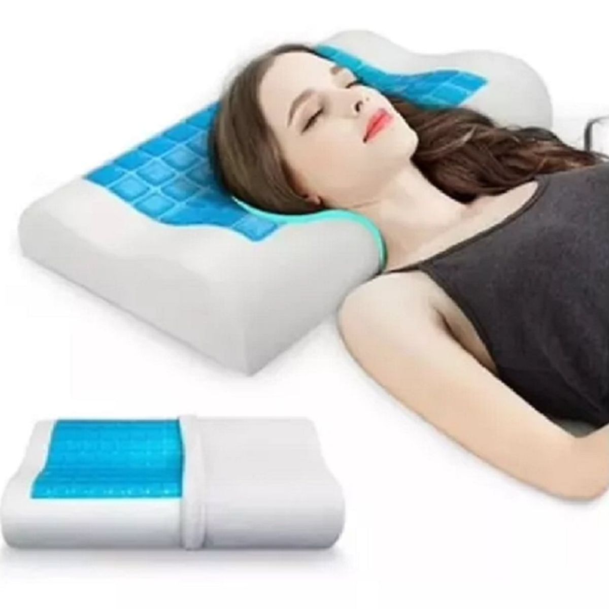GENERICO - Par de Almohadas de espuma viscoelástica de Gel con funda.