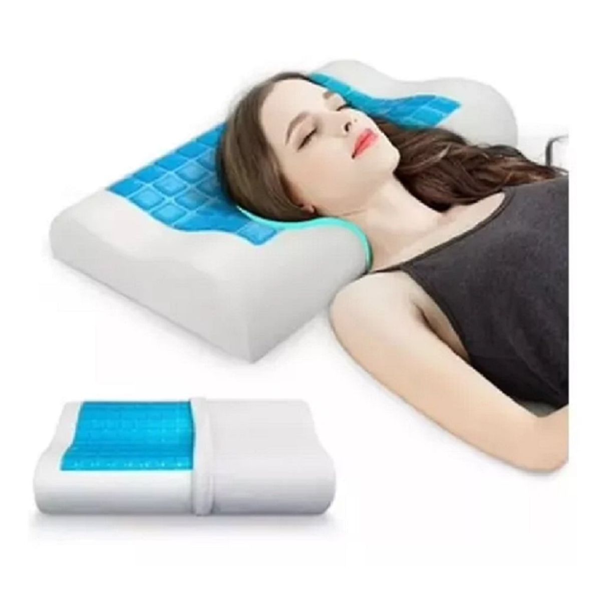 GENERICO - Par de Almohadas de espuma viscoelástica de Gel con funda.