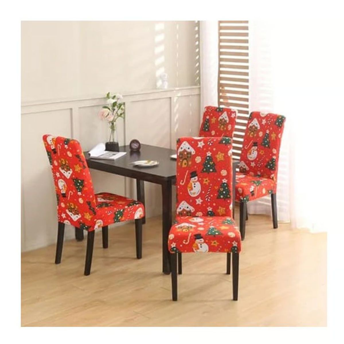 GENERICO - Forros Funda de Silla Navideña Decoración Navidad Pack x4