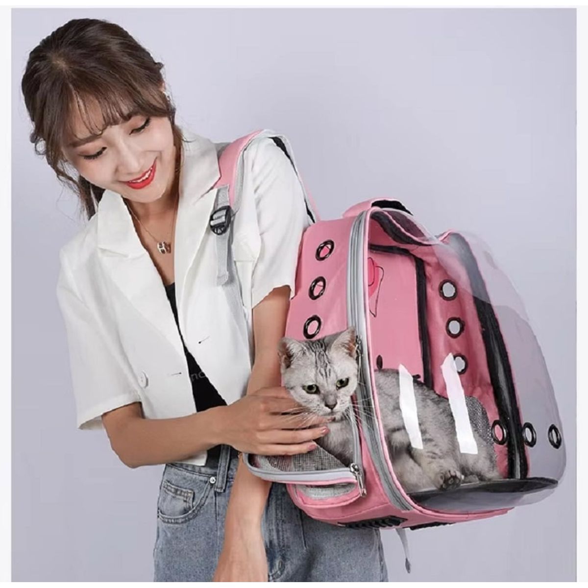 GENERICO - Mochilas para Mascotas para Perros y Gatos Color Rosado