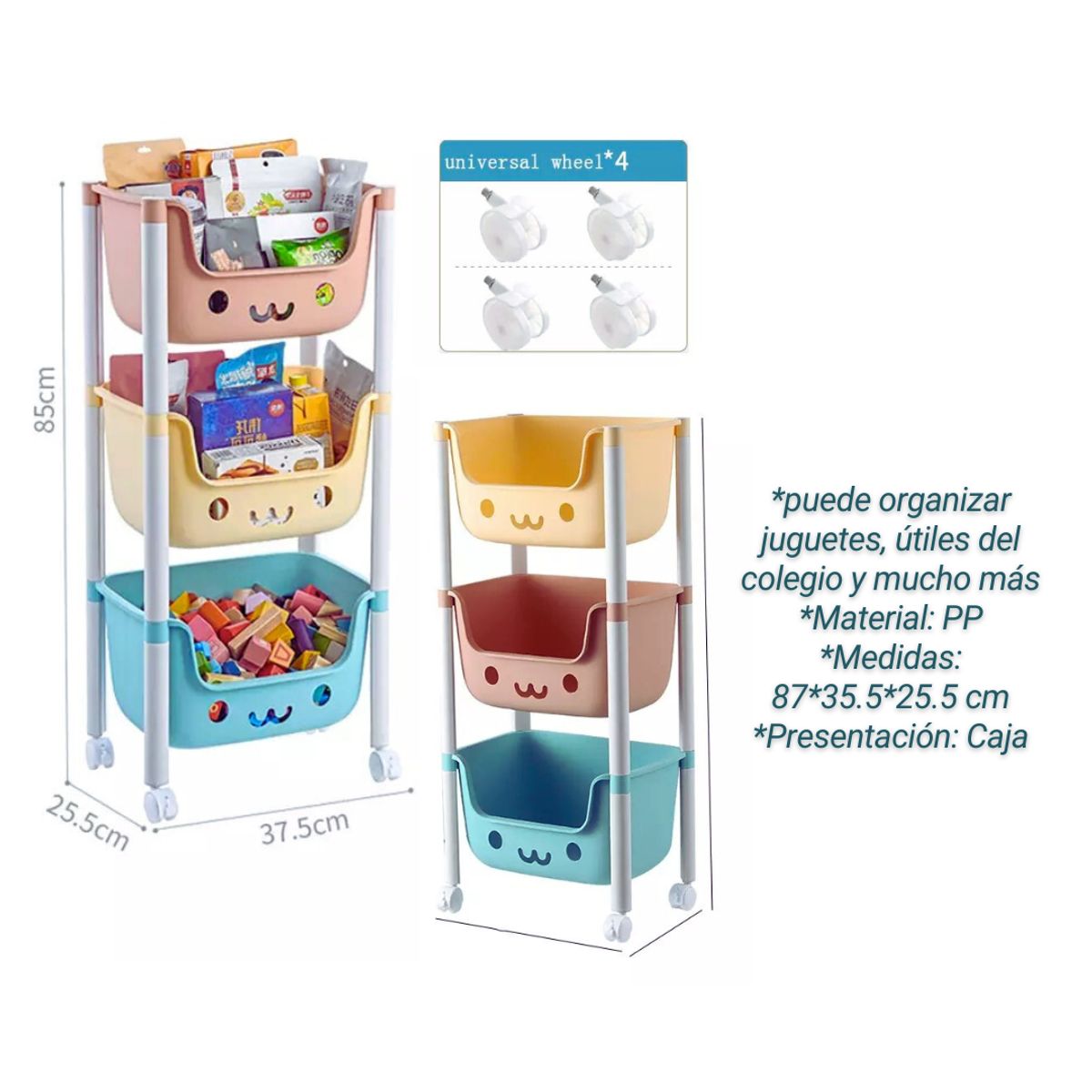 GENERICO - ORGANIZADOR PARA JUGUETES KAWAII DE TRES NIVELES