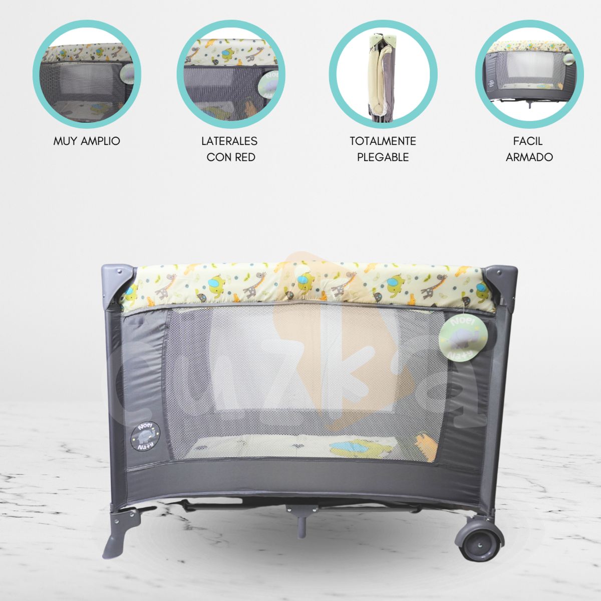 CUZKA - Cuna Corral Plegable «TREILLIS» Gray