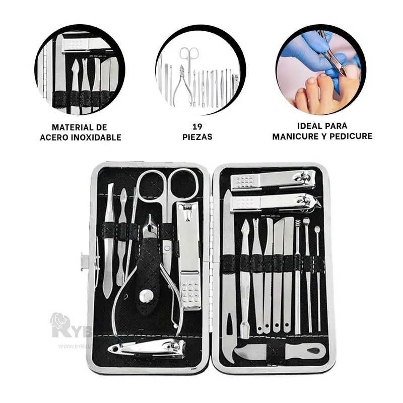 RYBIU IMPORT - Kit Multiuso Pedicure y Manicure en Negro Y+Gift Stickers