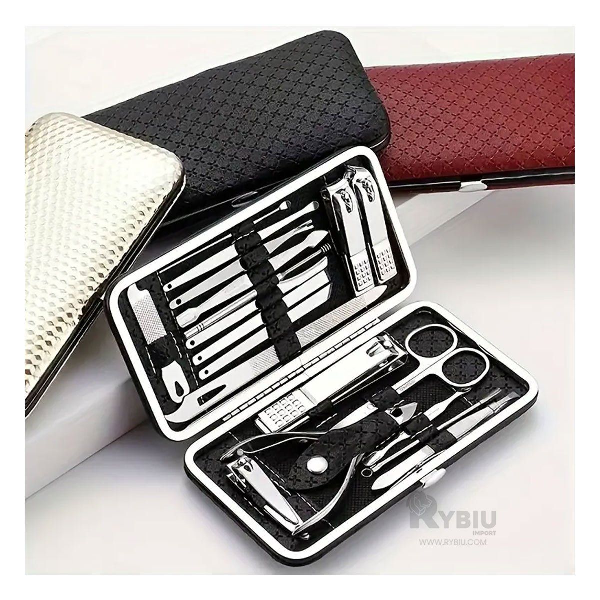 RYBIU IMPORT - Set de Manicure Portatil Contiene 19 Piezas en Negro