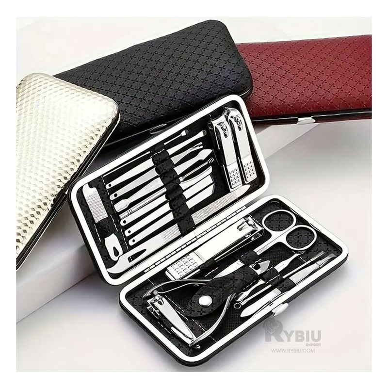 RYBIU IMPORT - Set de Manicure Portatil Contiene 19 Piezas en Negro