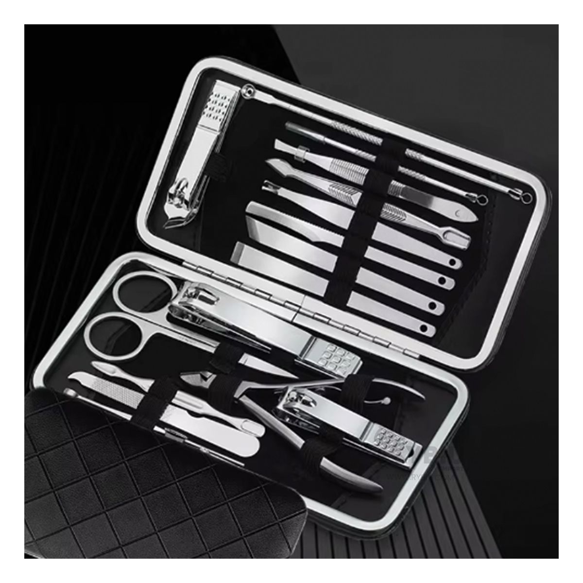 RYBIU IMPORT - Pack Compacto de Uñas Negro Y+Banderitas Adhesivas