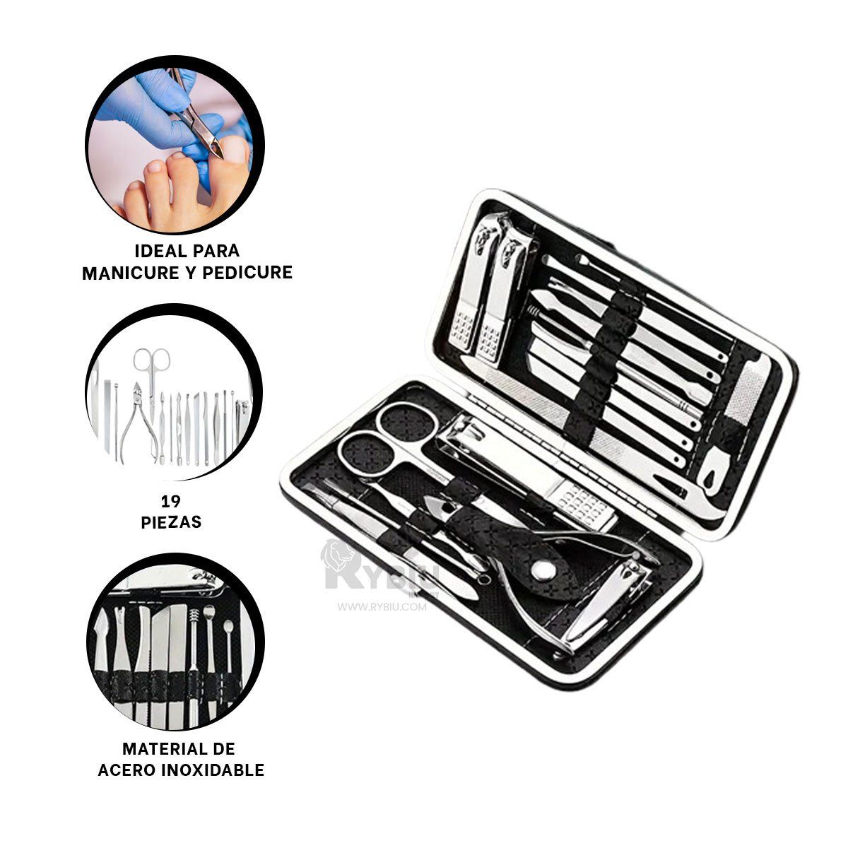 RYBIU IMPORT - Pack Multifuncional de Uñas Negro Y+Post-it Adhesivos