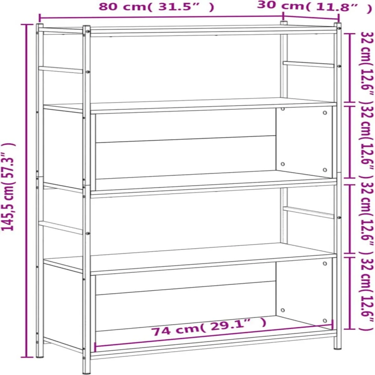 TU MESITA - Estante Librero Industrial TU MESITA Ringo color Negro 2 niveles