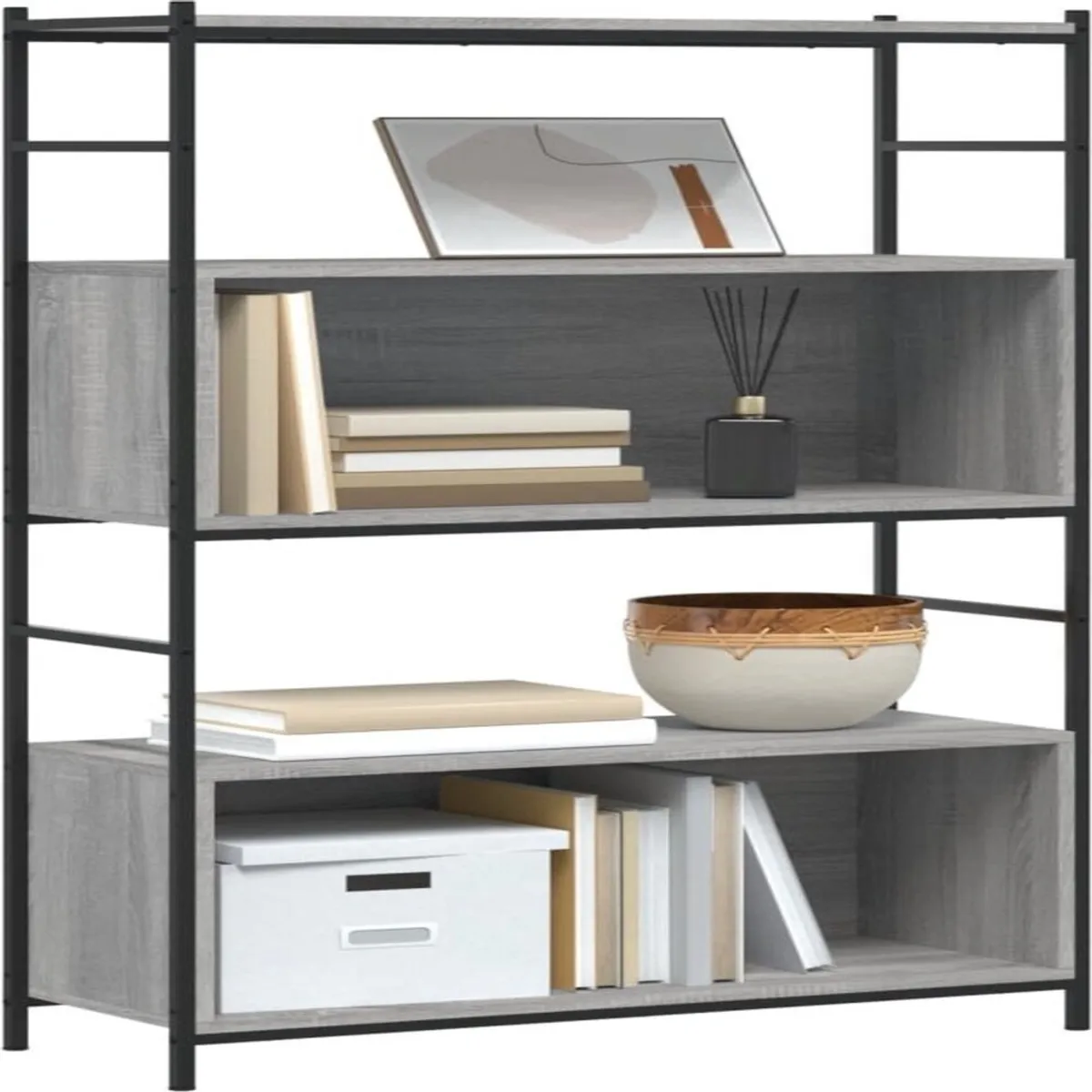 TU MESITA - Estante Librero Industrial TU MESITA Ringo color Gris 2 niveles