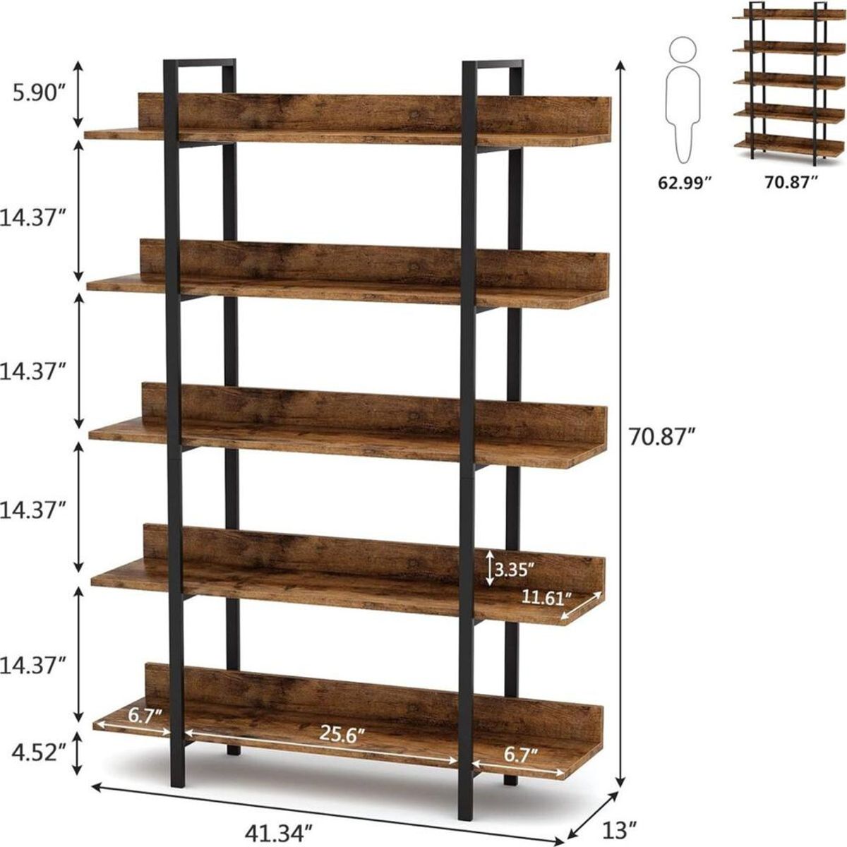 TU MESITA - Estante Industrial TU MESITA Prince color Marrón 5 repisas