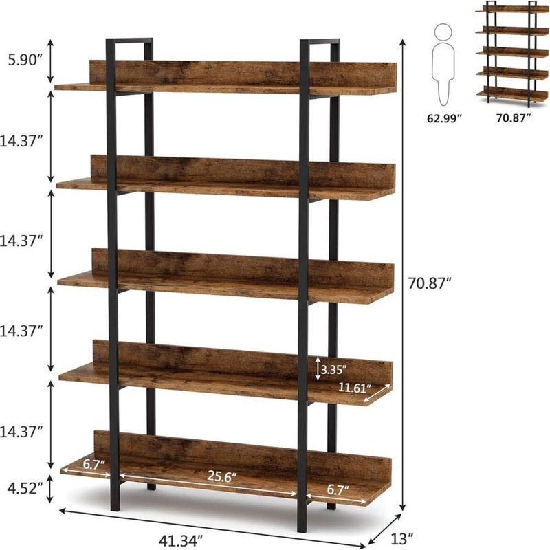 TU MESITA - Estante Industrial TU MESITA Prince color Marrón 5 repisas