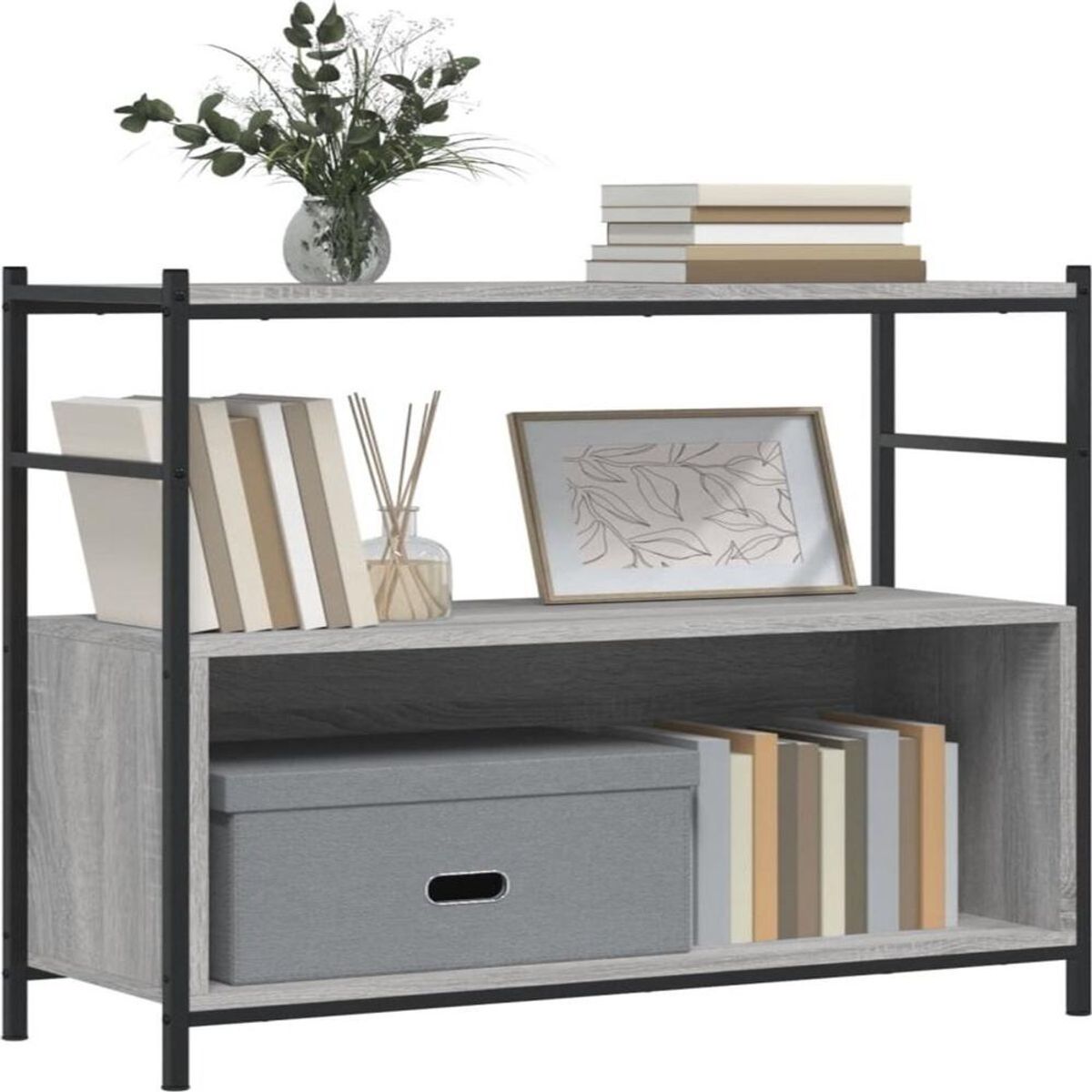 TU MESITA - Estante Librero Industrial TU MESITA Ringo color Gris 1 nivel