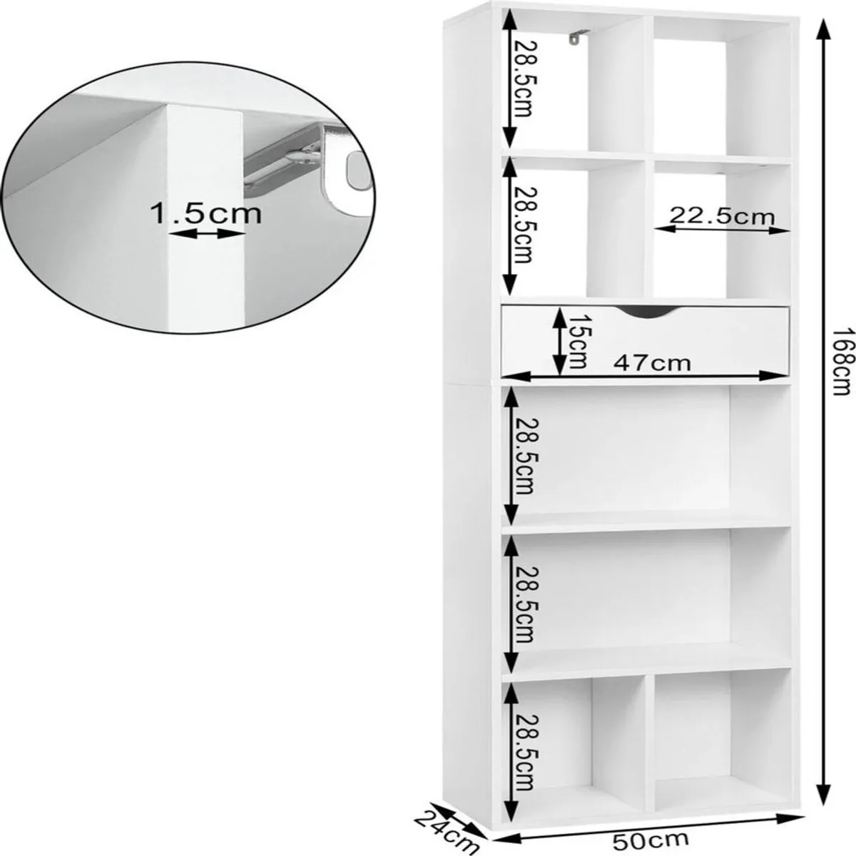 TU MESITA - Librero Estante TU MESITA Sandy color Blanco 1 cajón