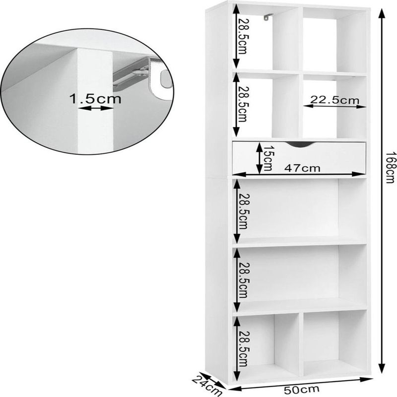 TU MESITA - Librero Estante TU MESITA Sandy color Blanco 1 cajón