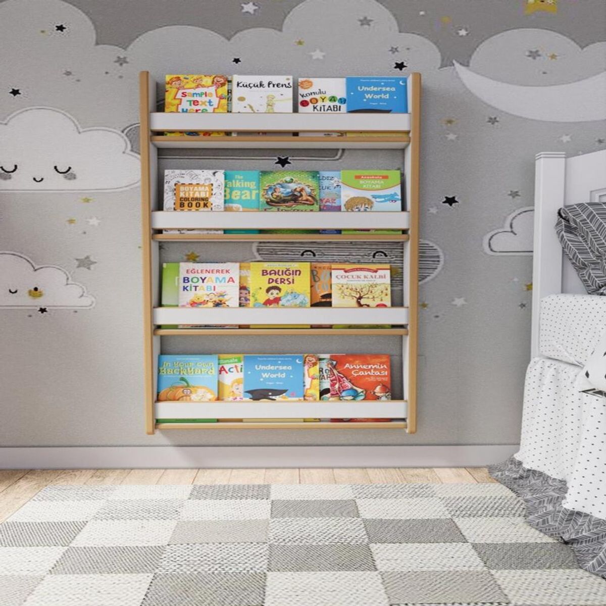 TU MESITA - Librero Infantil TU MESITA Flotante Leo color Blanco 4 niveles