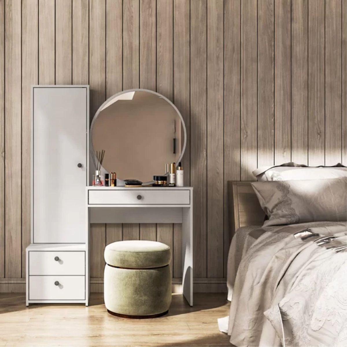 R&R MUEBLES - Tocador Moderno Aoi Blanco R&R MUEBLES