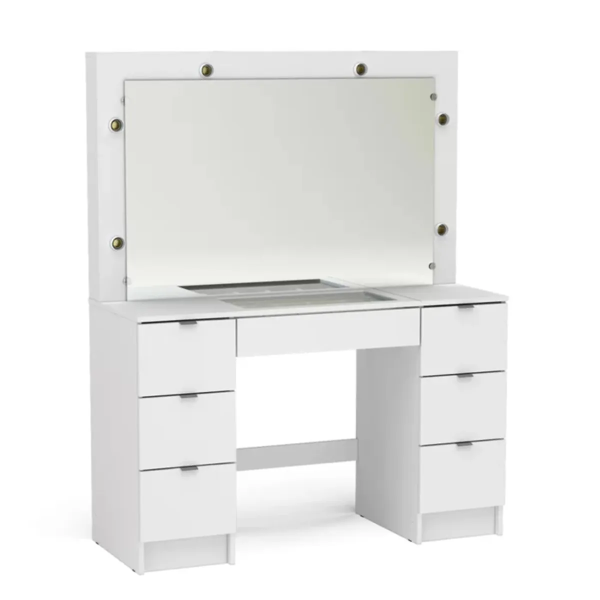 R&R MUEBLES - Tocador Moderno con Luces Saki Blanco  R&R MUEBLES