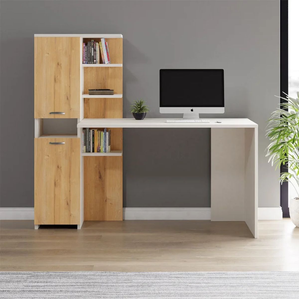 GENERICO - Escritorio Moderno Genzo Marrón y Blanco R&R MUEBLES