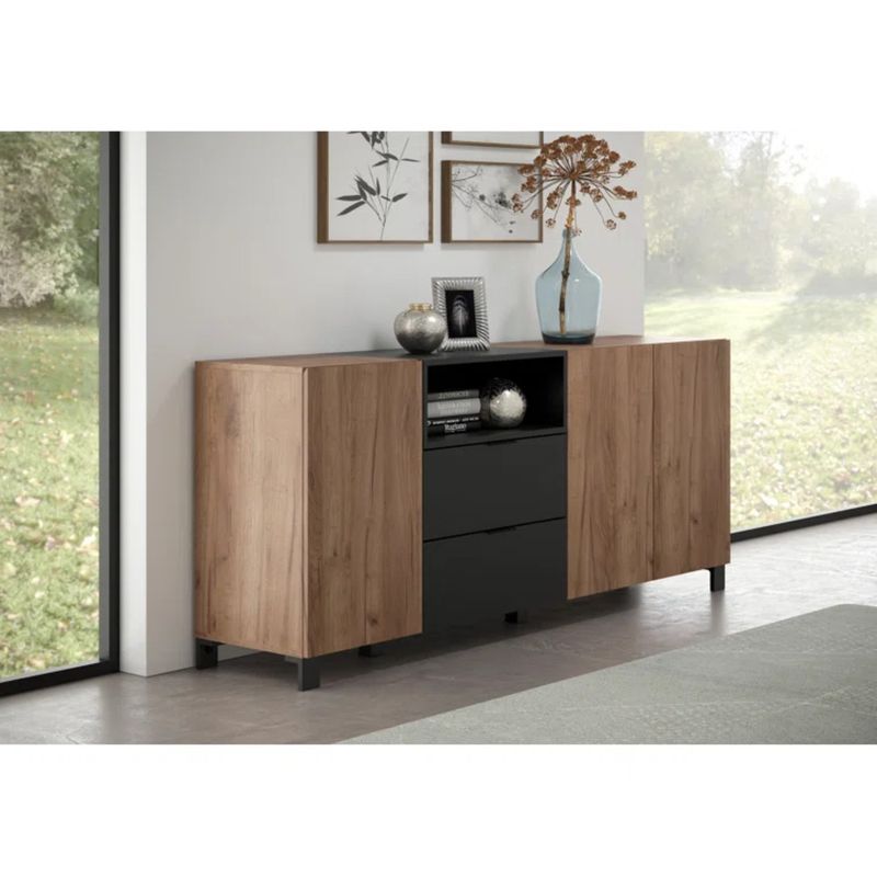 GENERICO - Aparador Moderno Reine Marron y Negro R&R MUEBLES