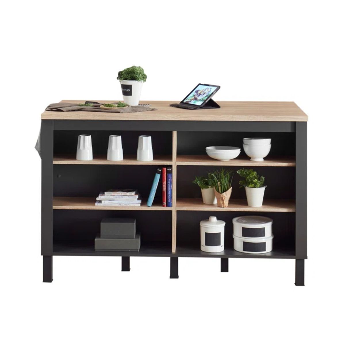 GENERICO - Isla de Cocina Moderna Joule Negro y Marron R&R MUBLES