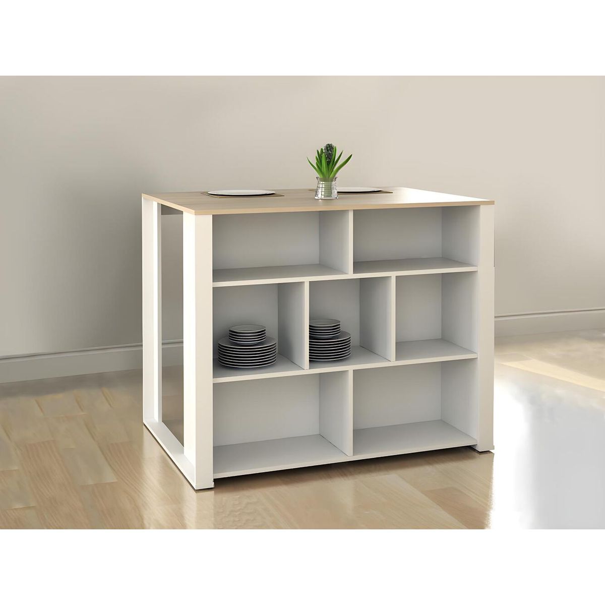 GENERICO - Isla de Cocina Minimalista Tokage Blanco R&R MUEBLES