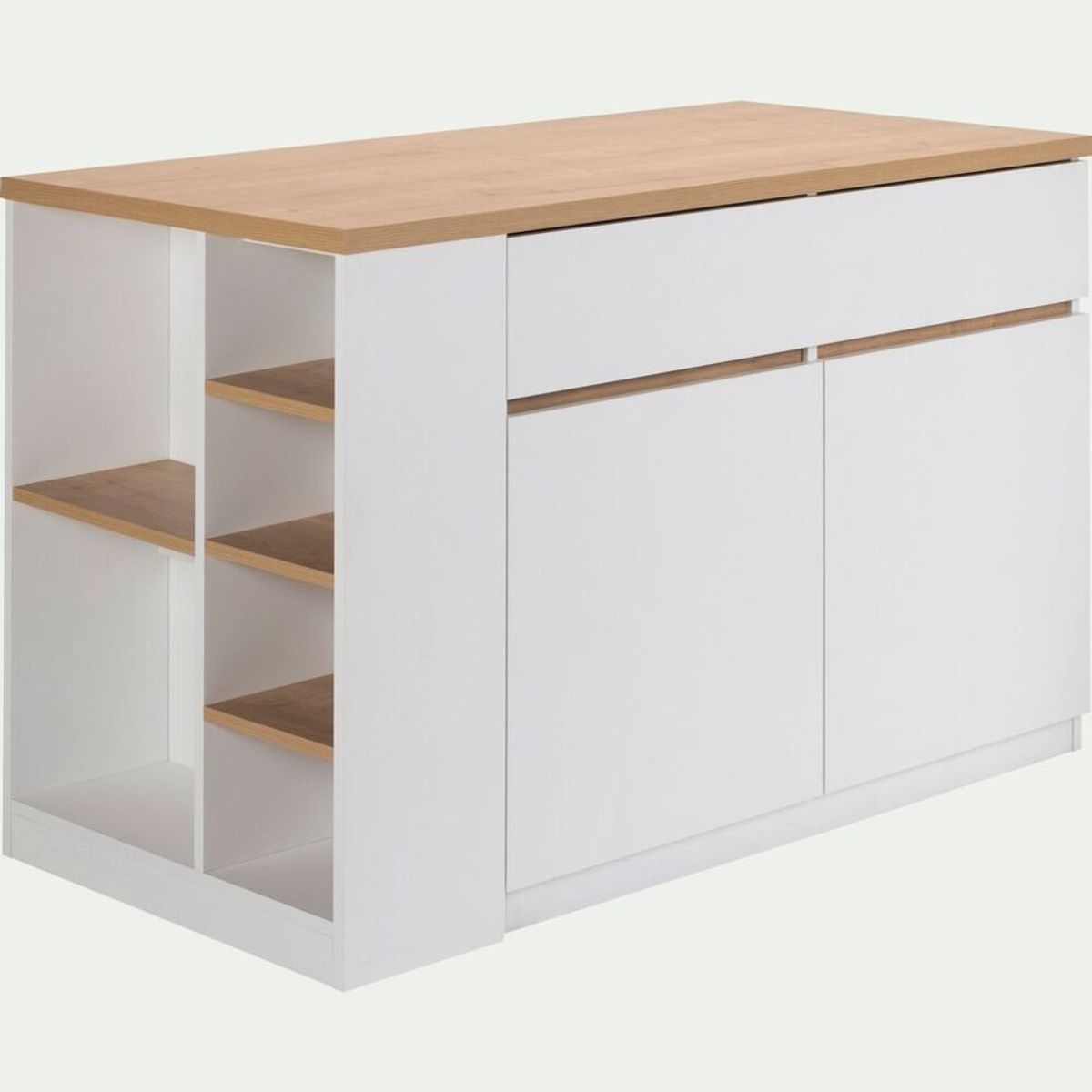 GENERICO - Isla de Cocina Otomi Minimalista Blanco y Marron R&R MUEBLES