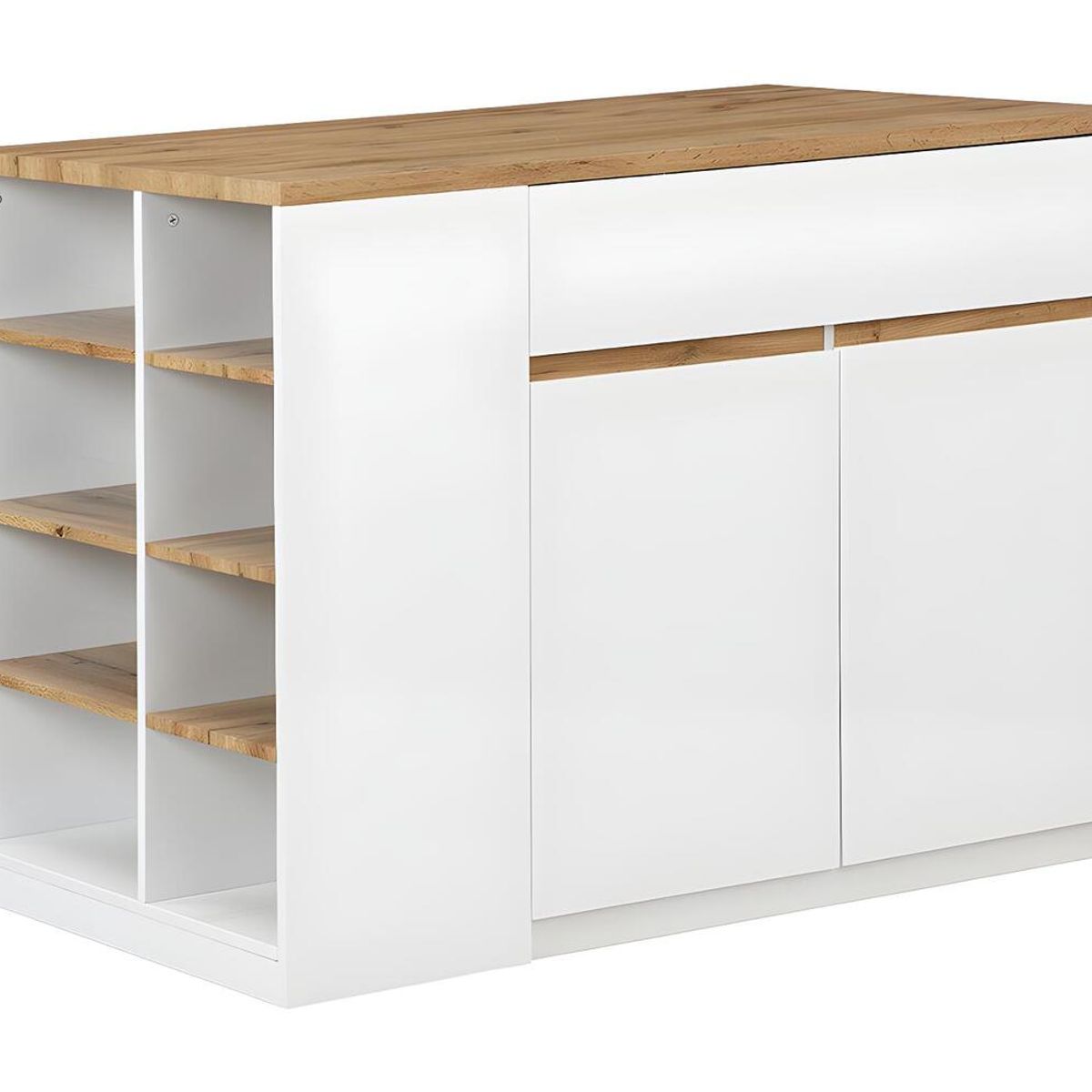 GENERICO - Isla de Cocina Kikka Minimalista Blanco y Marron R&R MUEBLES