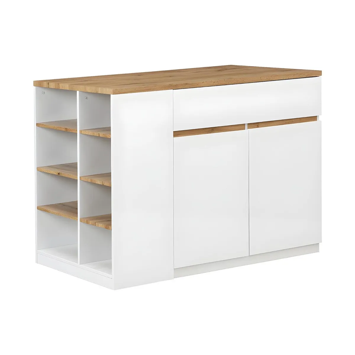 GENERICO - Isla de Cocina Kikka Minimalista Blanco y Marron R&R MUEBLES