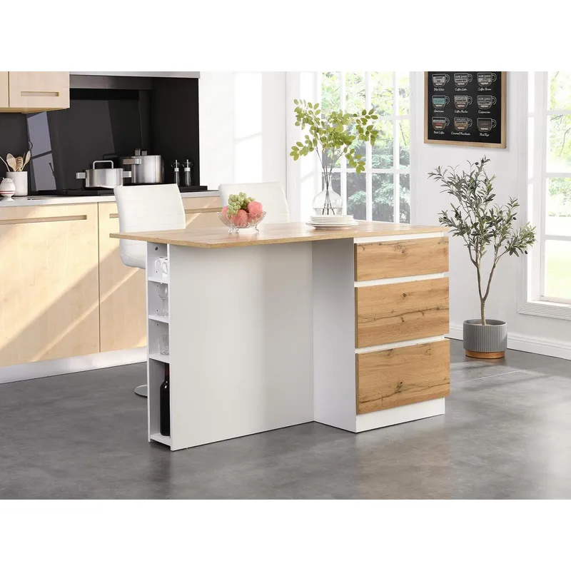 GENERICO - Isla de Cocina Yomiya Moderno Blanco y Marron R&R MUEBLES