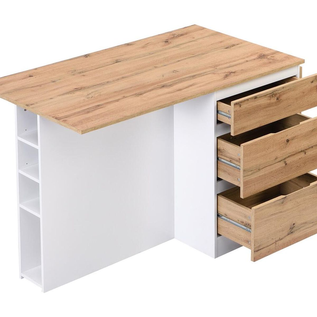 GENERICO - Isla de Cocina Yomiya Moderno Blanco y Marron R&R MUEBLES