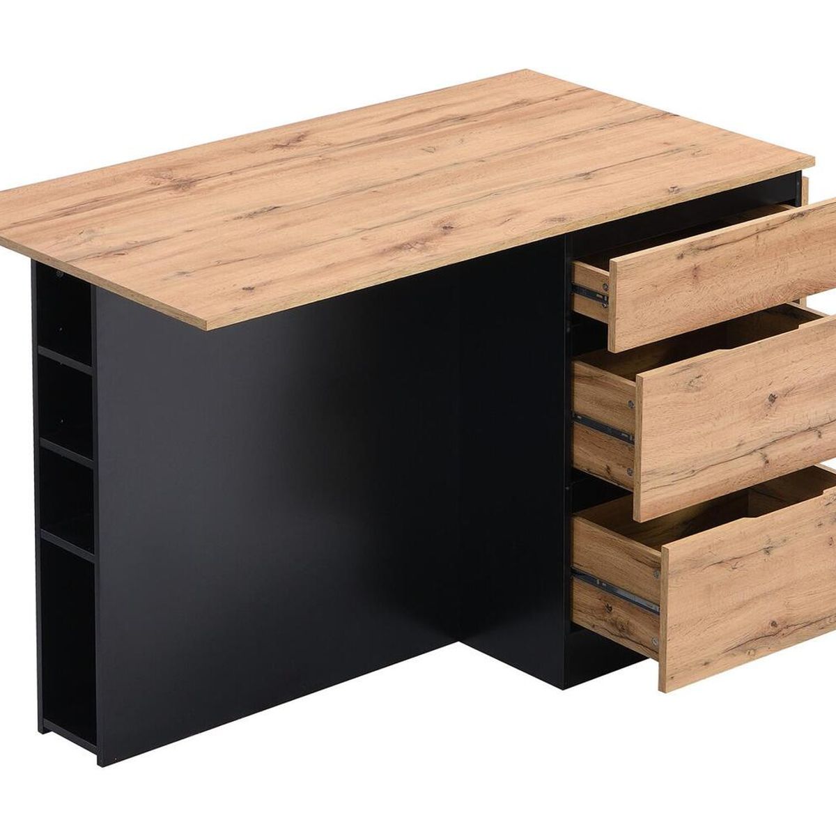 GENERICO - Isla de Cocina Nordico Yomiya Marron y Negro R&R MUEBLES