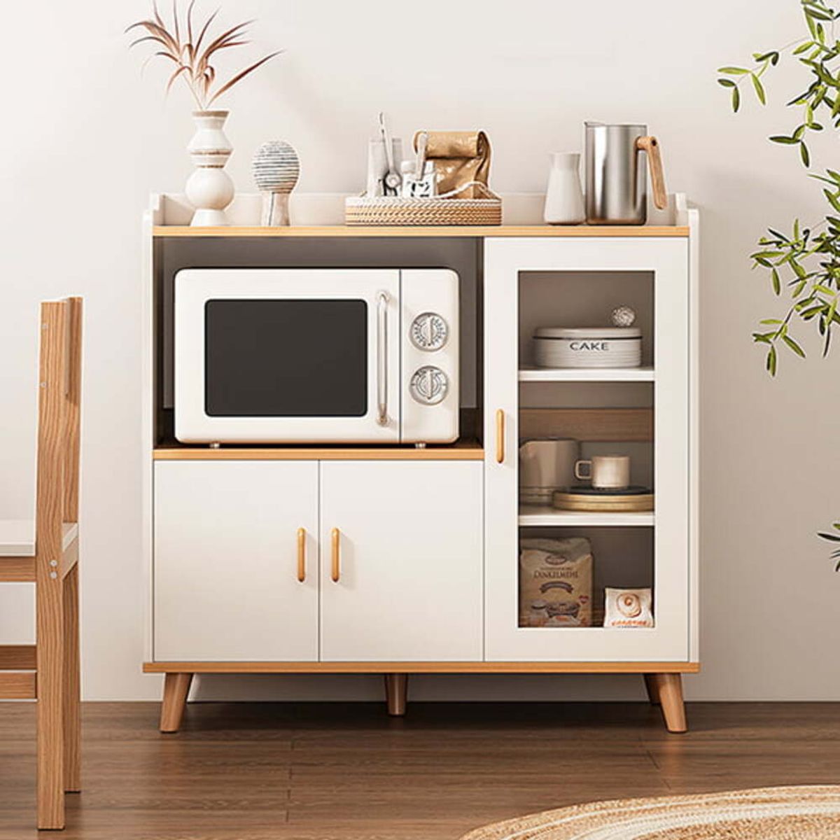 R&R MUEBLES - Mueble de Microondas Moderno Lita 3 Puertas R&R MUEBLES