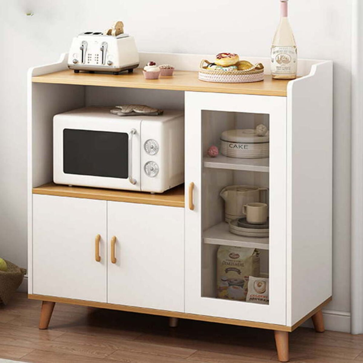 R&R MUEBLES - Mueble de Microondas Moderno Lita 3 Puertas R&R MUEBLES