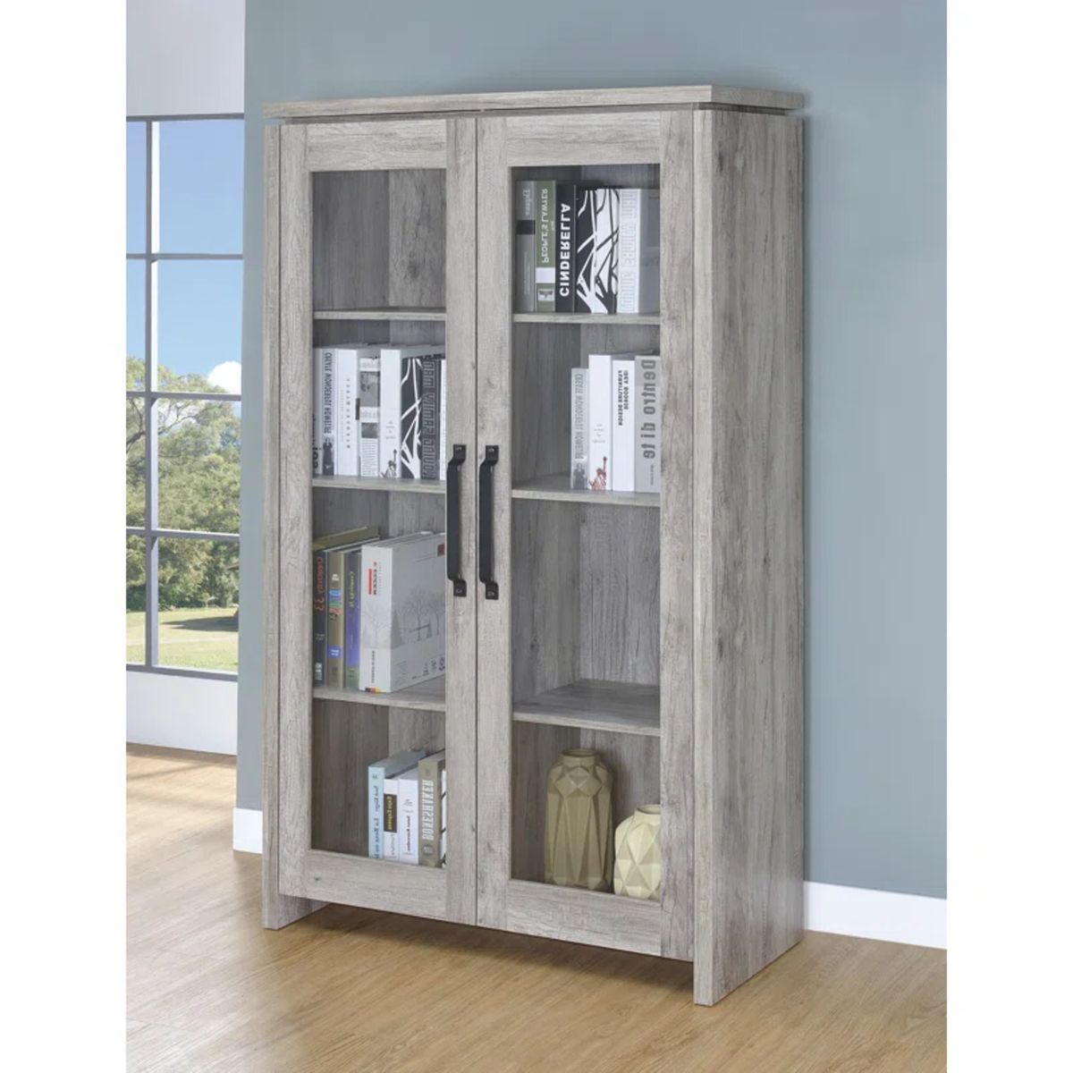 GENERICO - Vitrina Moderna Patricia 3 Puertas Blanco /Gris Oscuro R&R MUEBLES