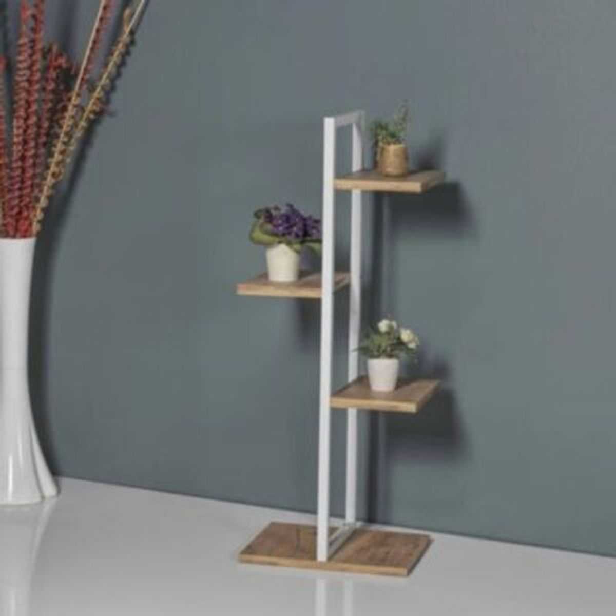 GENERICO - Estante Moderno Carol Marron con Blanco R&R MUEBLES