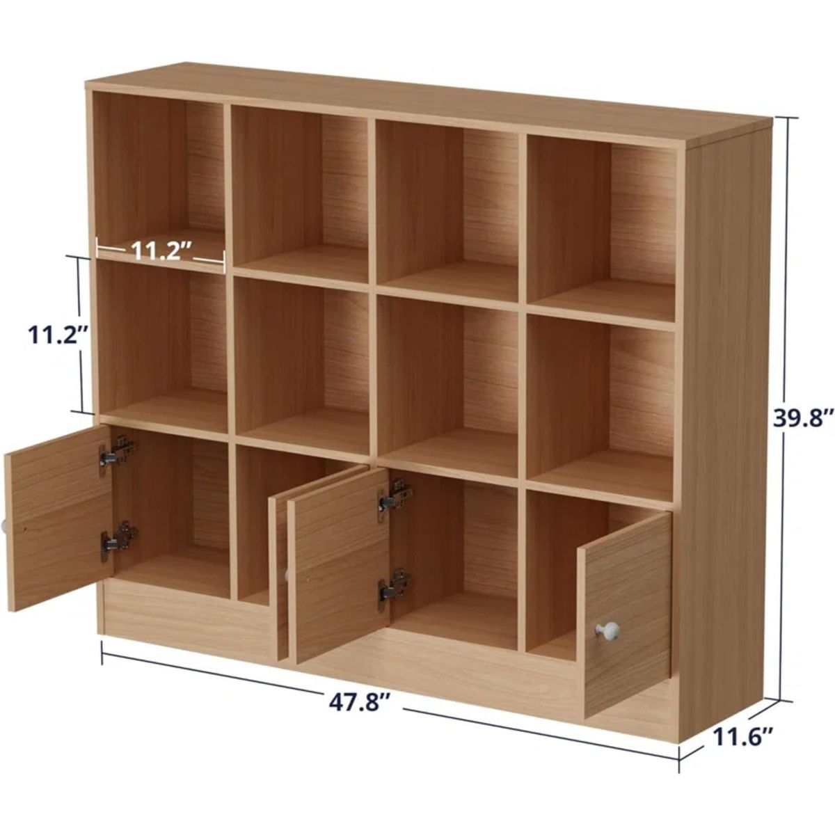 GENERICO - Estante Librero Moderno Maju Marrón Claro 4 Puertas R&R MUEBLES