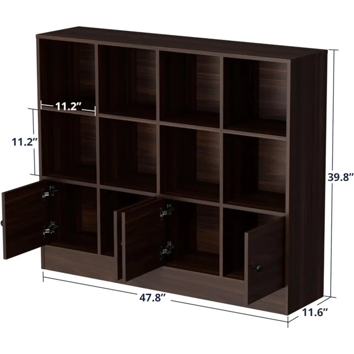 GENERICO - Estante Librero Moderno Maju Marrón 4 Puertas R&R MUEBLES