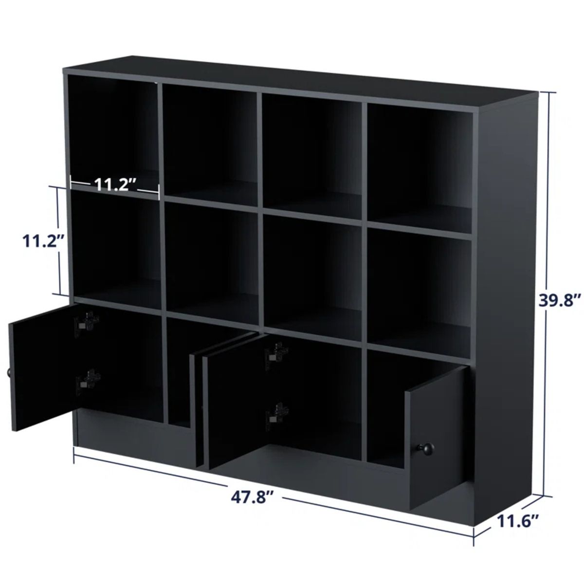 GENERICO - Estante Librero Moderno Maju Negro 4 Puertas R&R MUEBLES