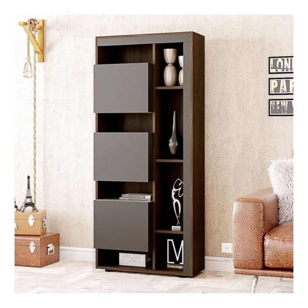 GENERICO - Estante Moderno David Marón con Negro R&R MUEBLES