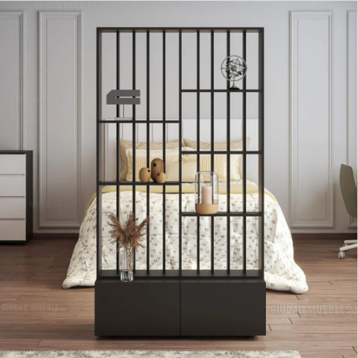 GENERICO - Estante Separador de Ambiente Miriam 100 cm Negro R&R MUEBLES