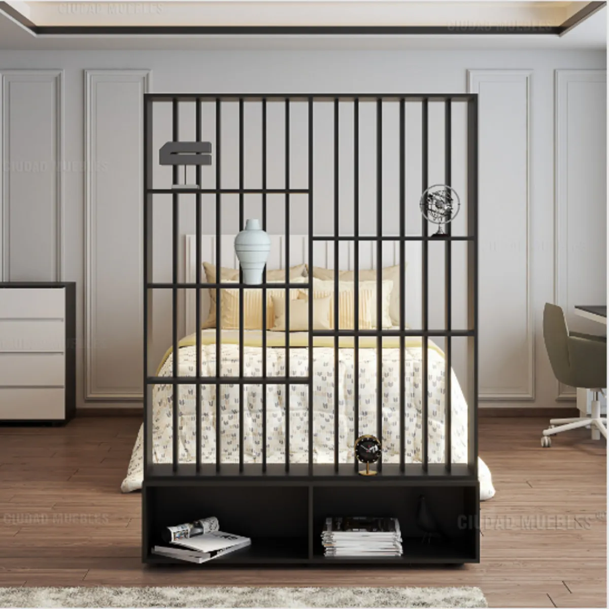 GENERICO - Estante Separador de Ambiente Trizz 130cm Negro R&R Muebles