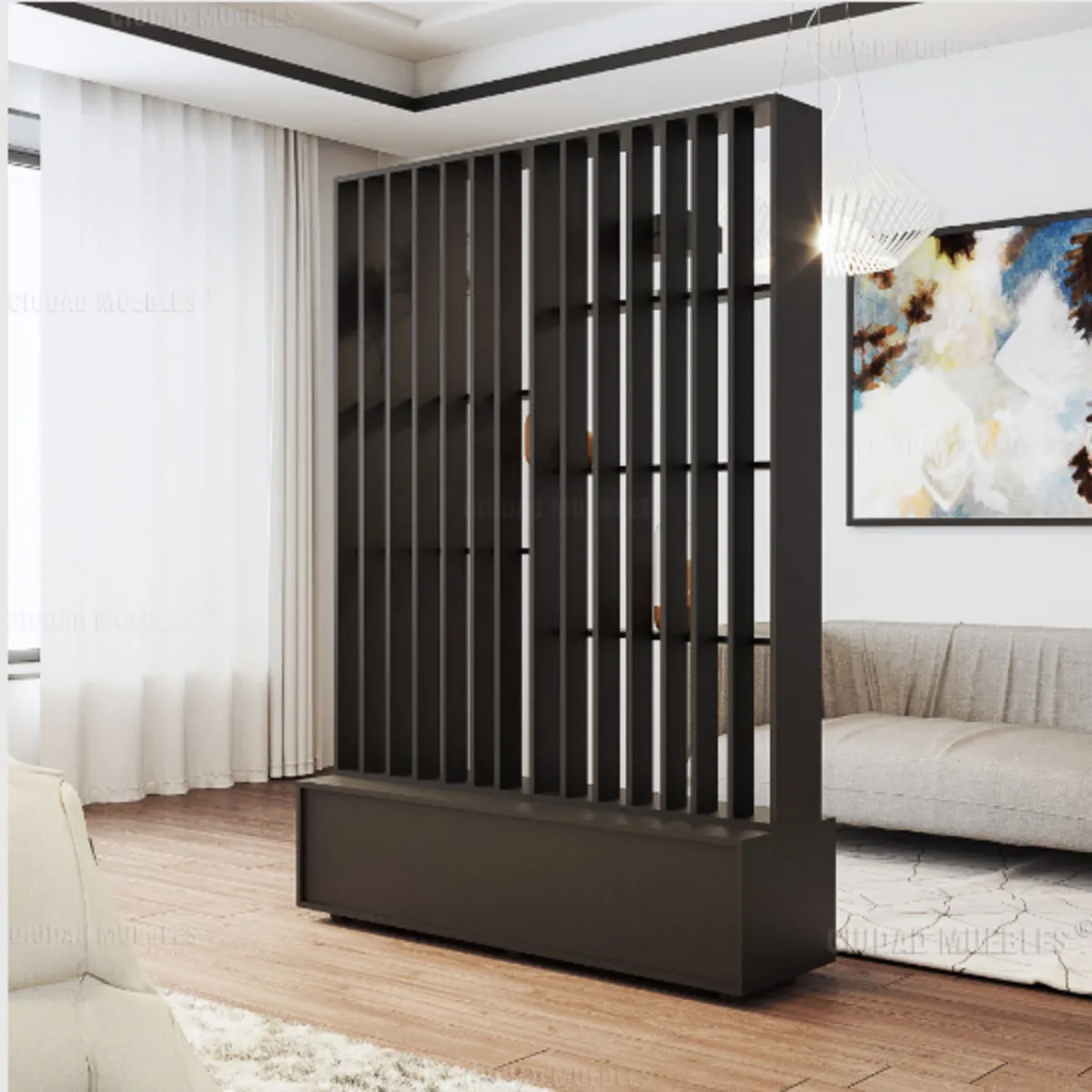 GENERICO - Estante Separador de Ambiente Trizz 130cm Negro R&R Muebles