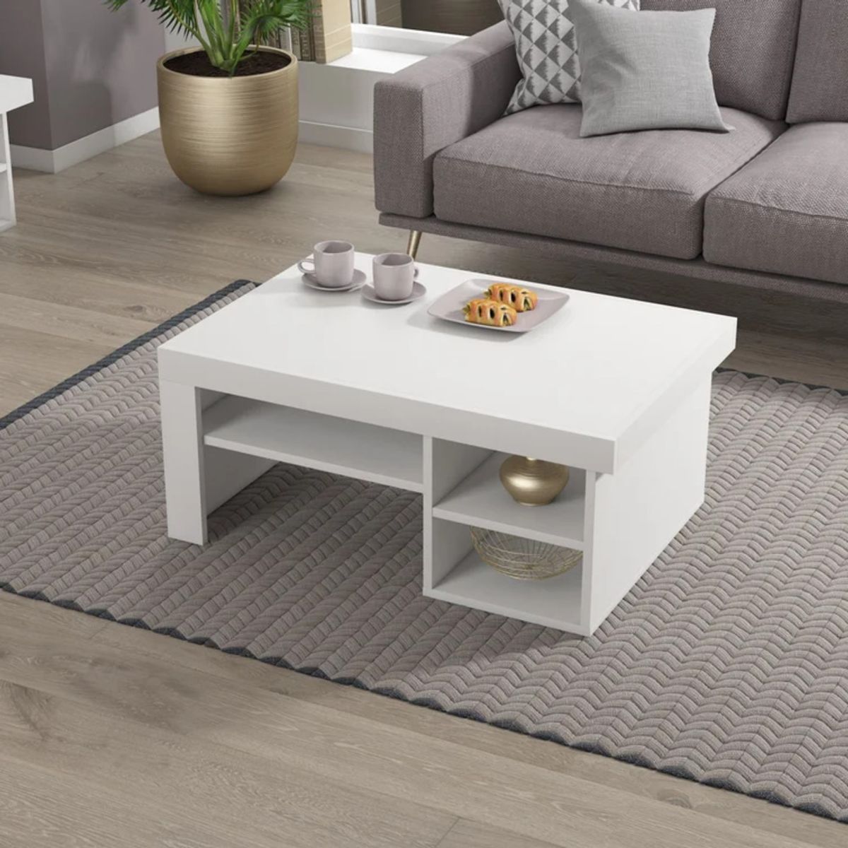 GENERICO - Mesa de Centro Moderno Nifty Blanco R&R MUEBLES