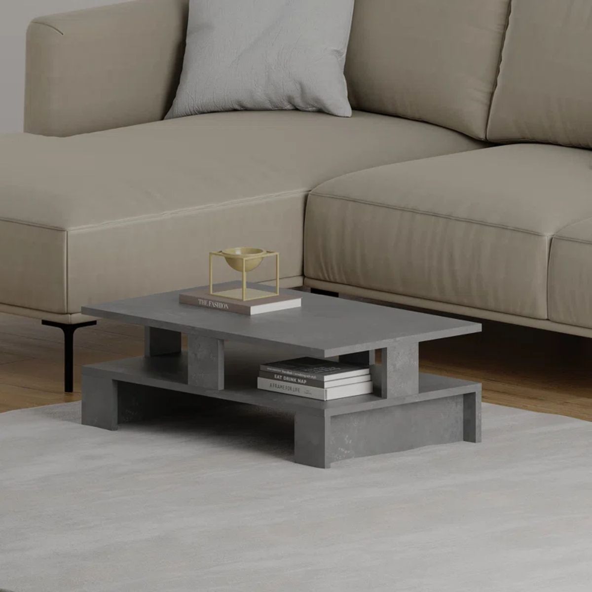 GENERICO - Mesa de Centro Moderna Shinkie Gris R&R MUEBLES