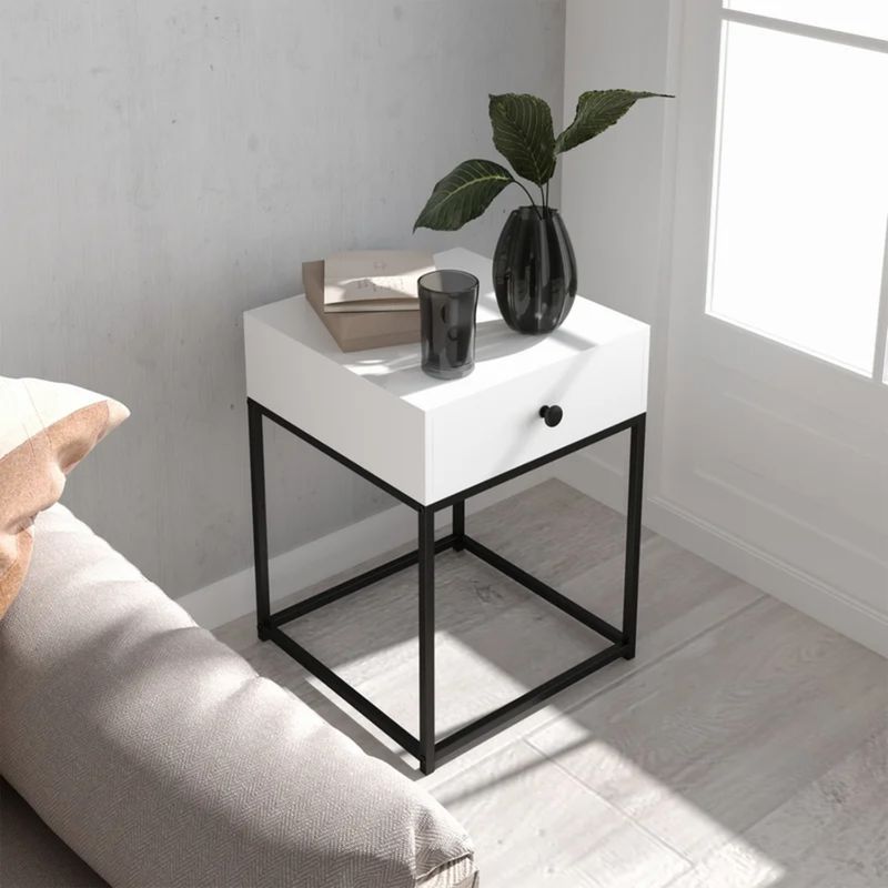 GENERICO - Velador Mesa de Noche Moderna Diego Blanco R&R MUEBLES