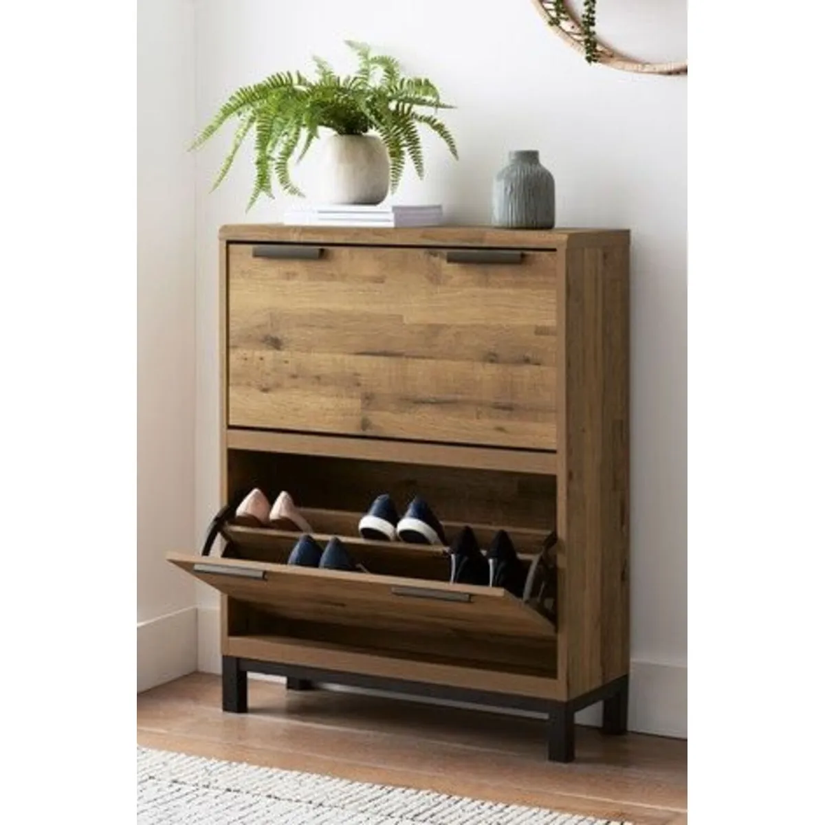 R&R MUEBLES - Zapatera Moderna Rayo Marrón RR MUEBLES