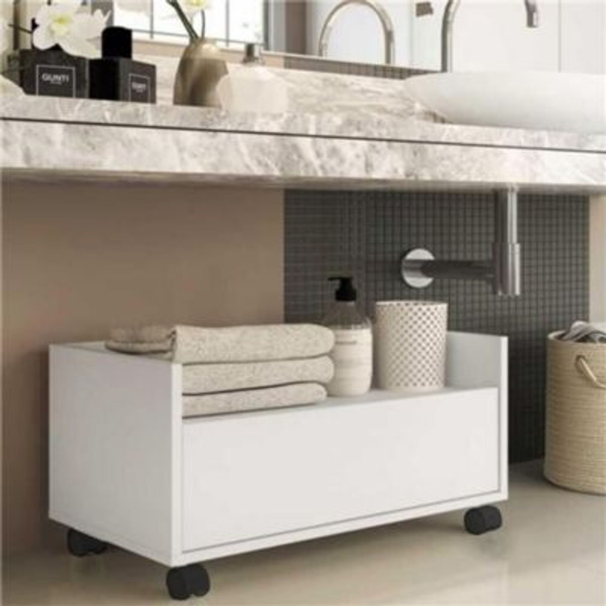 GENERICO - Mueble Organizador de Baño Moderno New York Blanco R&R MUEBLES